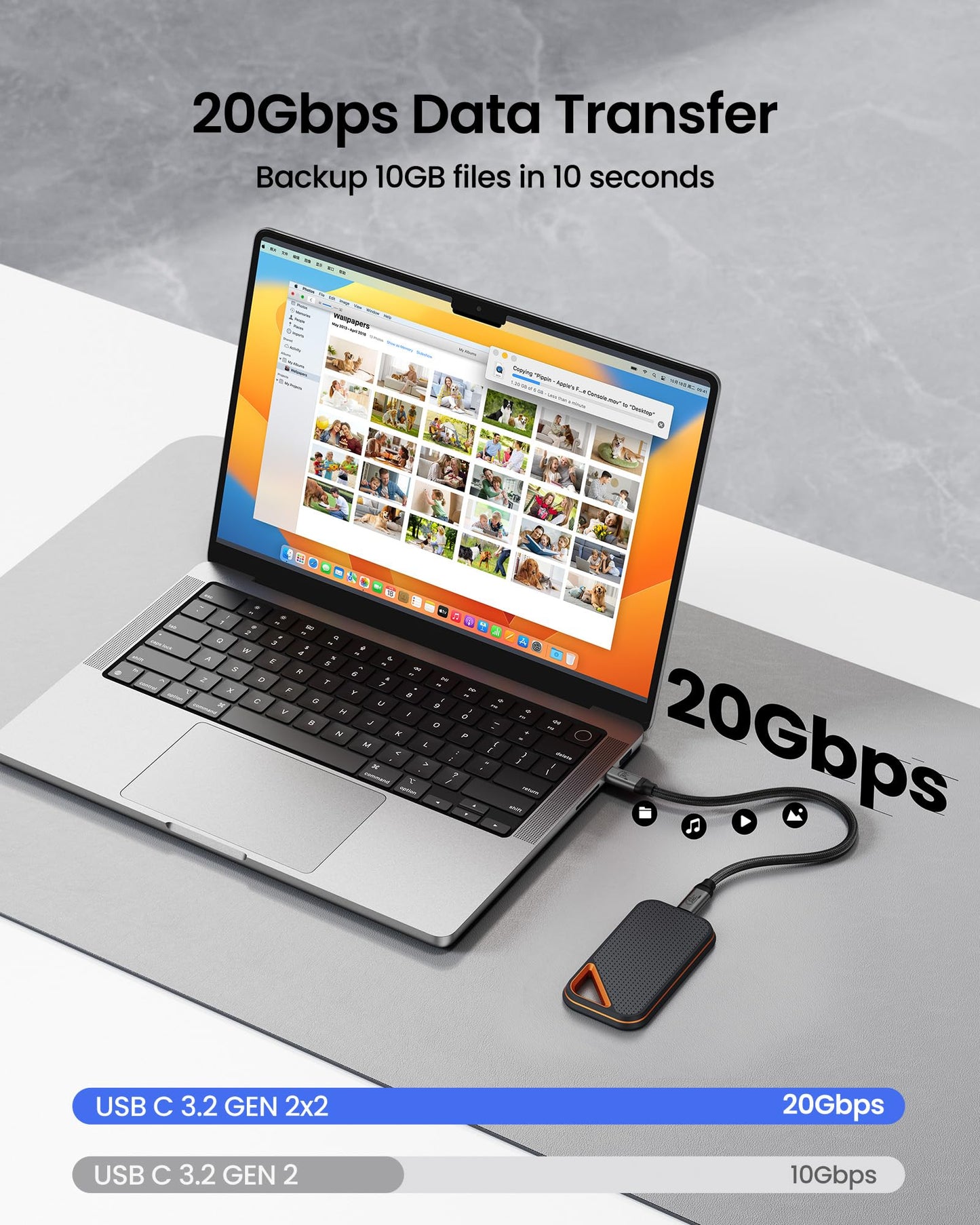 Silkland USB C Monitor Display Cable [4K@144Hz/60Hz 8K@30Hz], USB C 3.2 Gen 2x2 Video Cable, 20Gbps Data Transfer, 240W PD Fast Charge, Type C Cable Compatible with MacBook Pro, iPad, Mac Studio 10FT