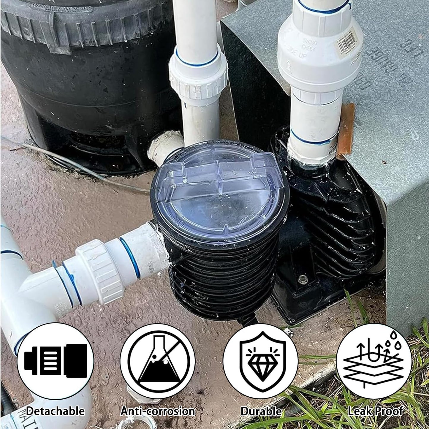 2 Pack PVC Union Pipe Fitting, 2 inch PVC Slip Union Coupling Adapter, Suitable Accessories for Swimming Pool and Outdoor Plumbing Applications