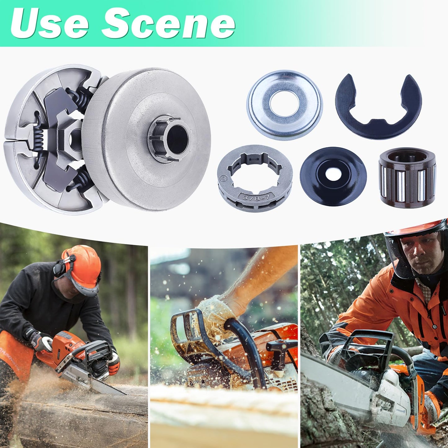 Adefol 3/8"-7 Clutch Drum Rim Sprocket for Stihl MS660 066 064 MS640 MS661 Chainsaw Replacement Parts Kit