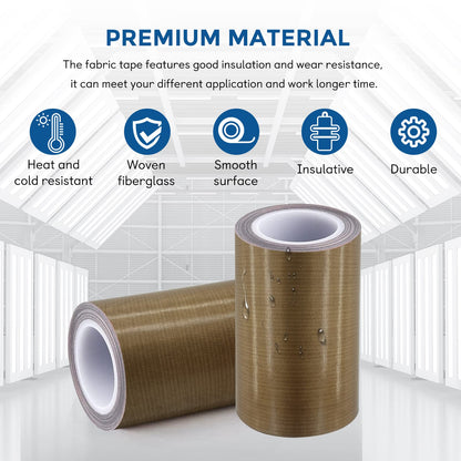 Teflon Fabric Tape, 4 Inch 30 Feet PTFE Tape for Vacuum Sealer Machine, Hand Impulse Sealers Insulation PTFE Coated Fiberglass Adhesive Tape Compatible with FoodSaver Seal A Meal Weston Cabella