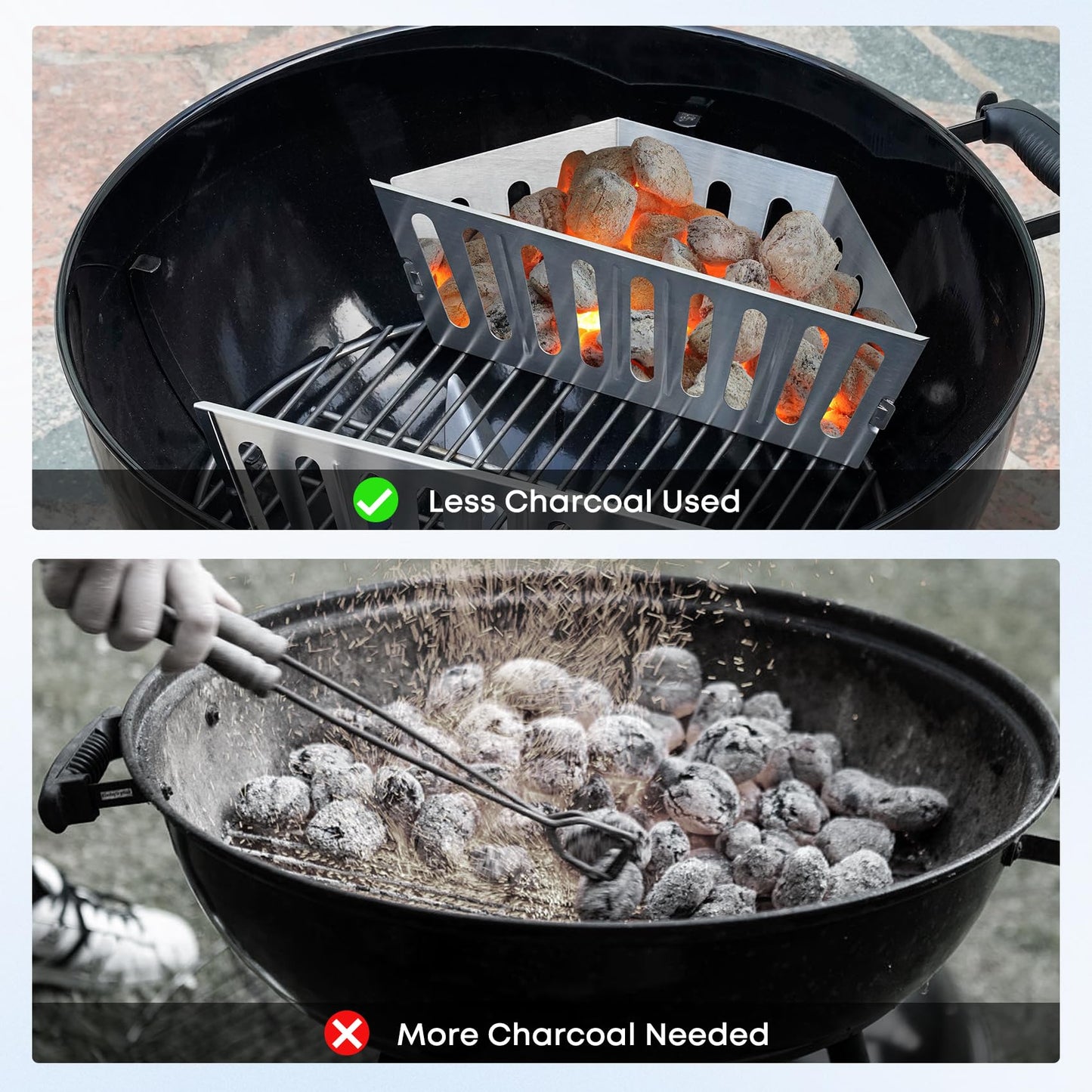 Stanbroil Charcoal Basket Holder for Weber 22" and 26" Charcoal Grills, Heavy Duty Stainless Steel Char-Basket for Briquette, Wood Chips (2 Pack)