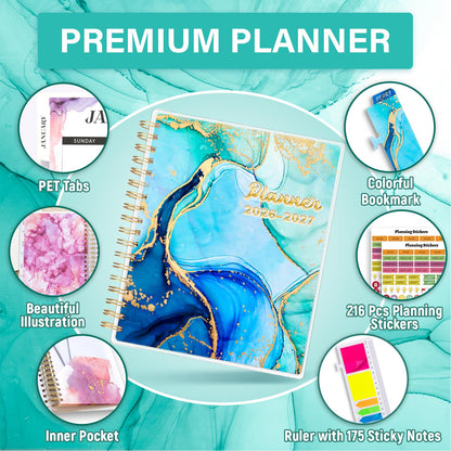 Planner 2026-2027, 18 Months Academic Daily Weekly Monthly Planner Yearly Agenda January 2026 – June 2027, Page Tabs, Separator Page, Inner Pocket, Bookmark, Stickers, Sticky Note Set, 7.9" x 9.8"