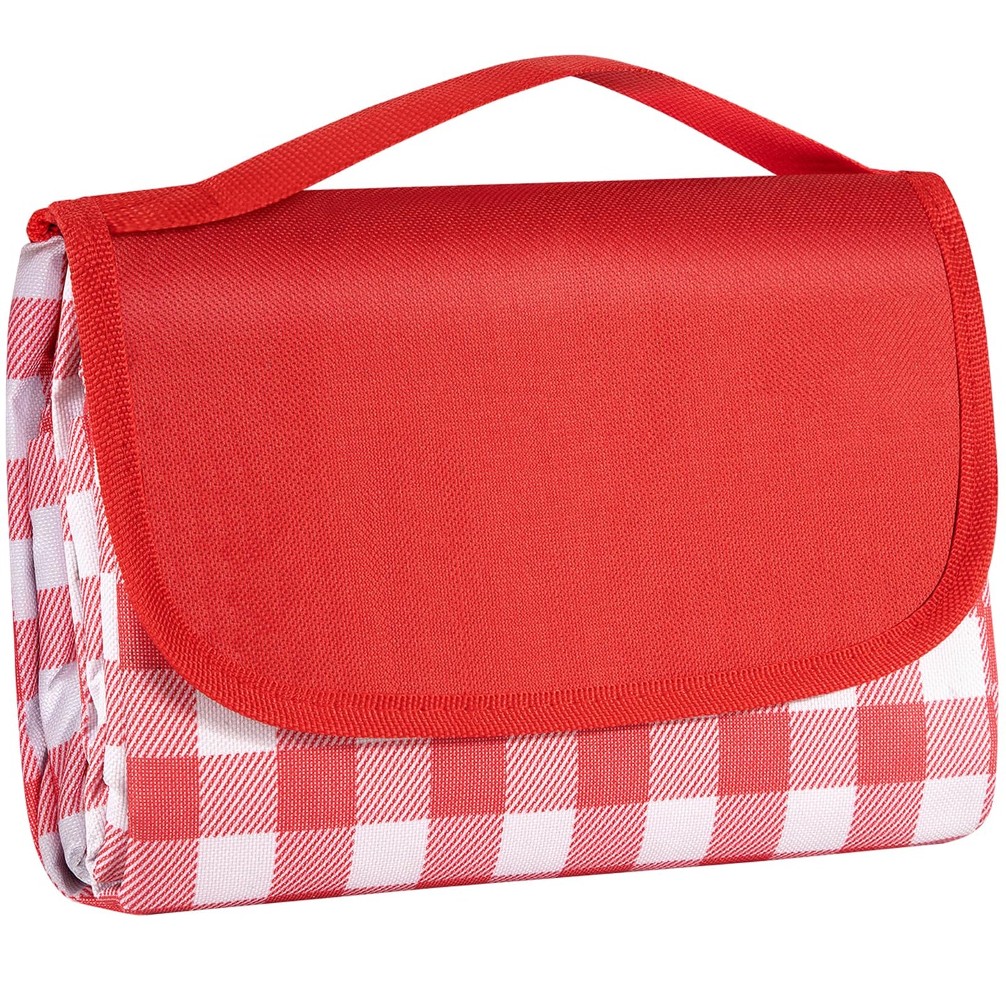 BARTHKIT Extra Large Outdoor Picnic Blanket, 79"x79" Waterproof Picnic Mat, Sandproof Beach Blanket Portable Camping Blanket Lightweight for Camping Beach Park Courtyard, Red & White Grid