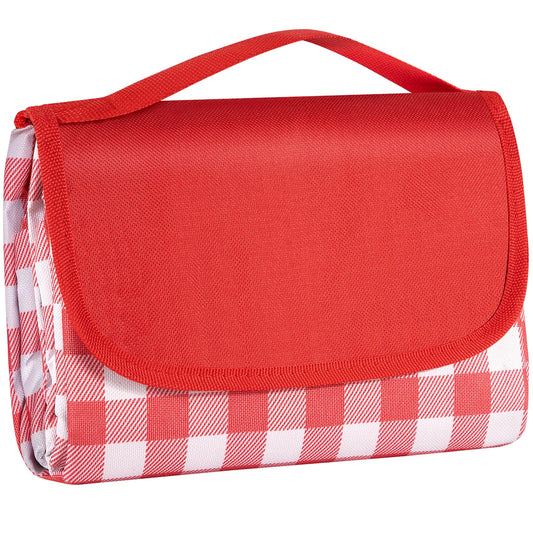 BARTHKIT Extra Large Outdoor Picnic Blanket, 79"x79" Waterproof Picnic Mat, Sandproof Beach Blanket Portable Camping Blanket Lightweight for Camping Beach Park Courtyard, Red & White Grid