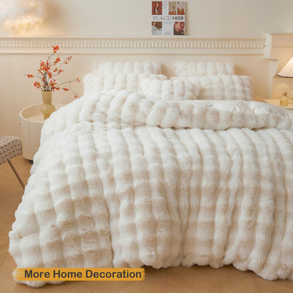 LIFEREVO 2 Pack Fluffy Faux Rabbit Fur Pillow Cases, Luxury Soft Plush Shaggy Bubble Pillowcases Standard Size with Zipper Closure, Furry Fuzzy Ivory Long Pillow Shams Bedroom Living Room 20x26, Beige