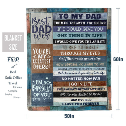 Birthday Gifts for Dad from Daughter Son Kids, Best Dad Ever Gifts for Christmas Birthday, Gifts for Dads Who Have Everything, Soft Father Throw Blanket for Couch 60"x 50"
