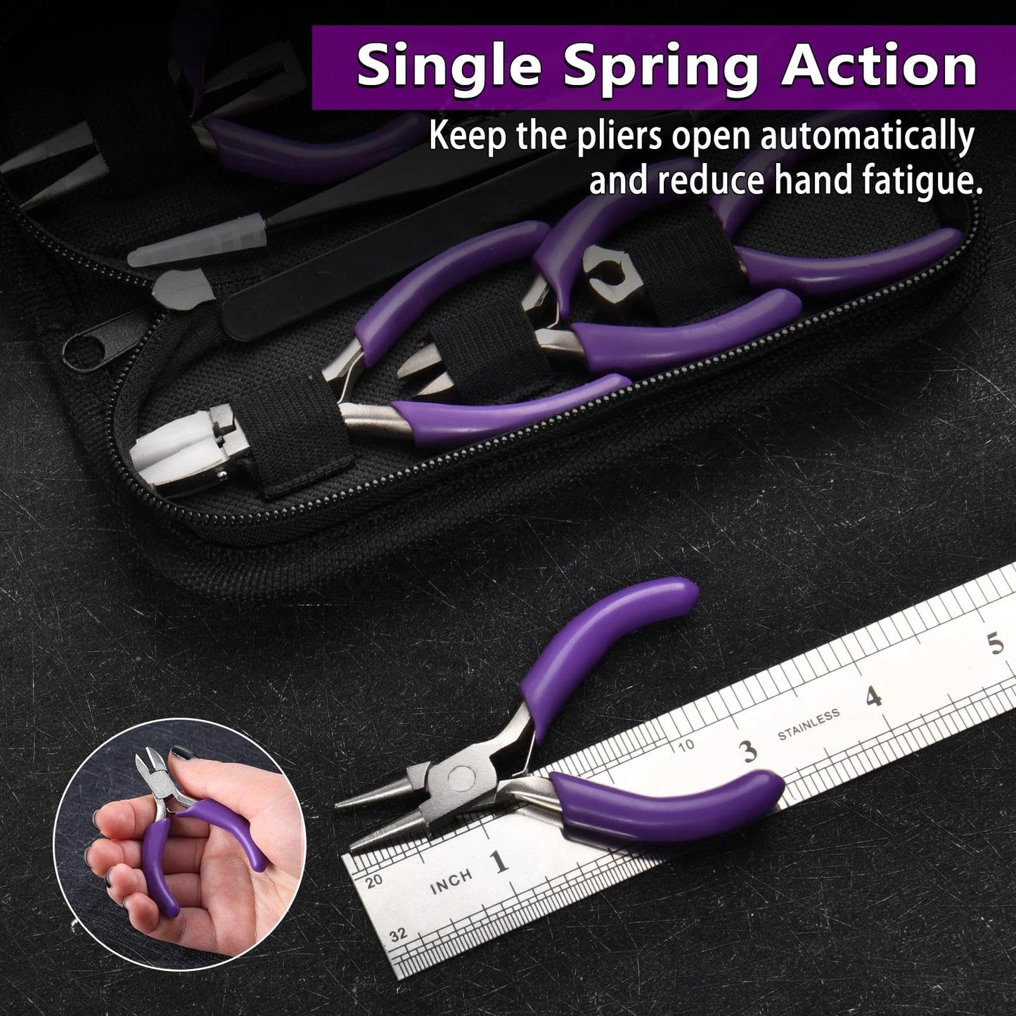 SPEEDWOX 6PCS Mini Jewelry Pliers Set 3-Inch Pliers Set Double Nylon Flat Jaw Pliers Round Nose Pliers End Cutting Pliers Long Nose Pliers With Cutter Diagonal Pliers Bent Nose Pliers Jump Ring Opener