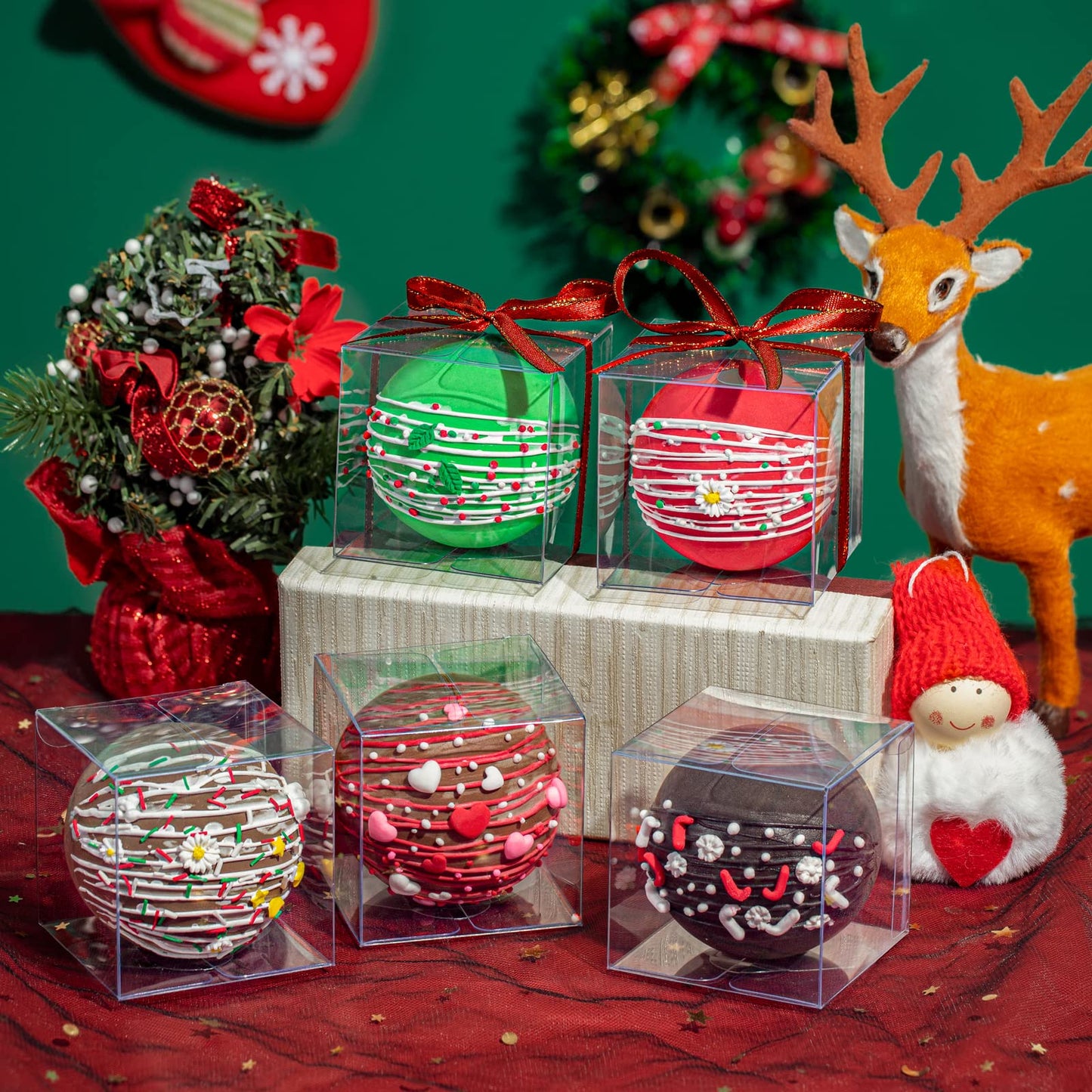 RomanticBaking 100 Pack 3x3x3 Inch Clear Chocolate Bomb Boxes - Small Gift, Cupcake, Candies, Birthday, Wedding, Party Favor Boxes (3IN100)