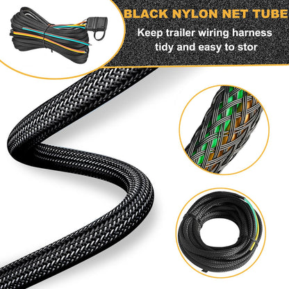 4 Pin 5 Wire Trailer Wiring Harness, 22FT Trailer Connector Light Kit 4 Pin,Boat Trailer Wiring Harness, for Connection Both-Side Taillights of Trailer Boat RV ATV w/Nylon Net Tube Protection