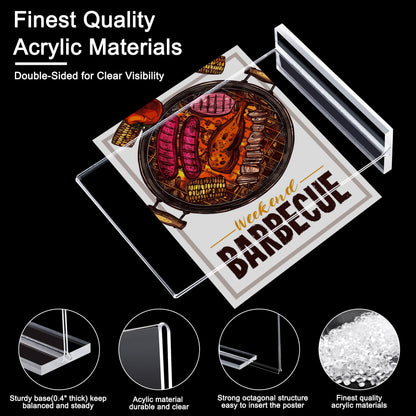 Acrylic Sign Holder 8.5 x 11 Inch 6 Pack, Clear Display Sign Stand for Store Sign Holders, Vertical Double Acrylic Stands, Flyer Holder & Plastic Paper Holder