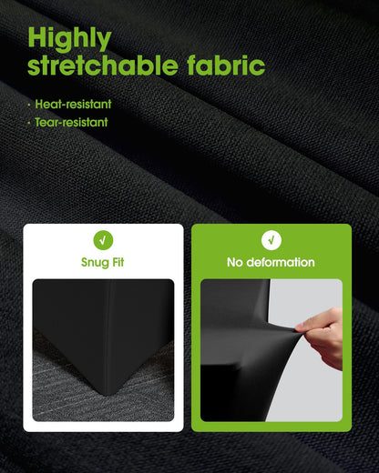 Pureegg Spandex Tablecloth 8ft - 2 Pack, Fitted and Tight Table Cloth for Rectangular Table, Wrinkle-Free and Stretch Table Cover for Party, Wedding, and Banquet, Black, 96" L x 30" W x 30" H