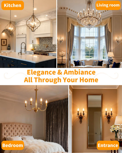 Frosted E12 LED Bulb 60w Equivalent Dimmable, Chandelier Light Bulbs 2700K Soft White, Candelabra Candle C32 CA10 60 Watt Replacement Lightbulb Small Base, 90+CRI 120V, 6 Pack