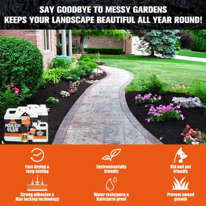 Shabebe Mulch Glue for Landscaping, 80% Superior Hold 32OZ Rock Glue,2X Coverage vs Regular–Ideal for Mulch, Pine Straw, Stone–Fast-Drying, Non-Toxic,Dries Clear, Pea Gravel Stabilizer for Garden