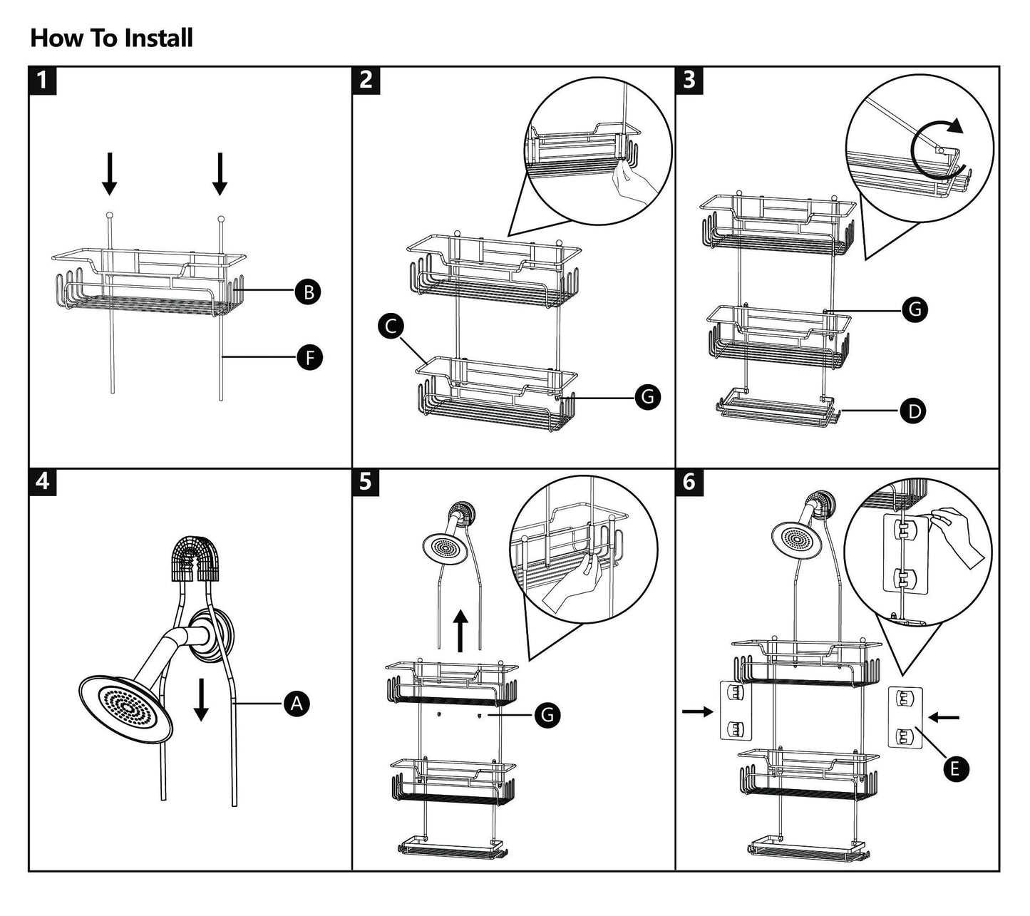 SWTYMIKI Shower Caddy Hanging - Extended Length 3 Tier Rustproof Shower Organizer Hanging, No Drilling Shower Shelves with 16 Hooks & Soap Holder, Anti-Swing Rack, Black