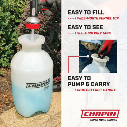 Chapin 20004 Sprayer Tank, Lawn and Garden, Hand Pump Pressured, Anti-Clog Filter, Adjustable Spray Nozzle, Spray Plants, Watering, Weeds, Fertilizer and Pests, White, 1 Gallon (4.5 Liters)