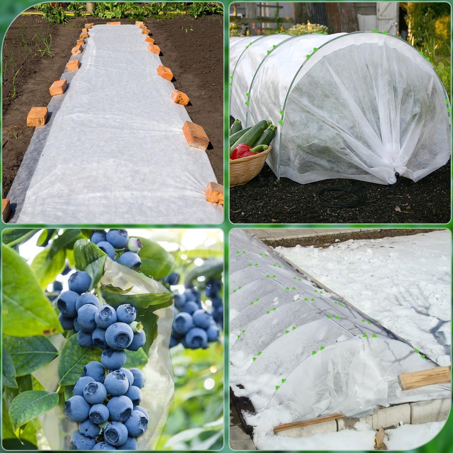 3x10M Plant Cover Freeze Protection Garden Hoops Kit for Winter, Fabric Floating Row Cover Frost Cloth Outdoor Plant Blanket for Frost Snow Protection, Greenhouse Garden Tunnel Hoops for Raised Beds