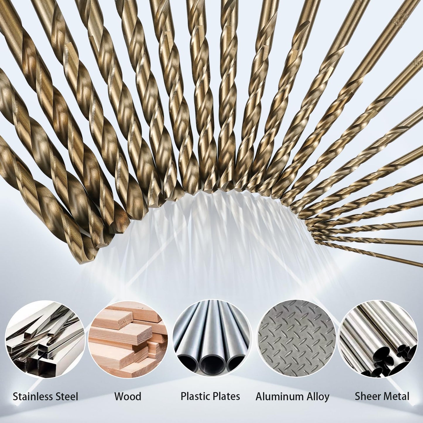 Sinyeenglon Cobalt Drill Bit Set for Hardened Metal and Stainless Steel, 21Pcs M35 High Speed Steel Twist Jobber Drill Bits 1/16"-3/8", with Metal Index Storage Box