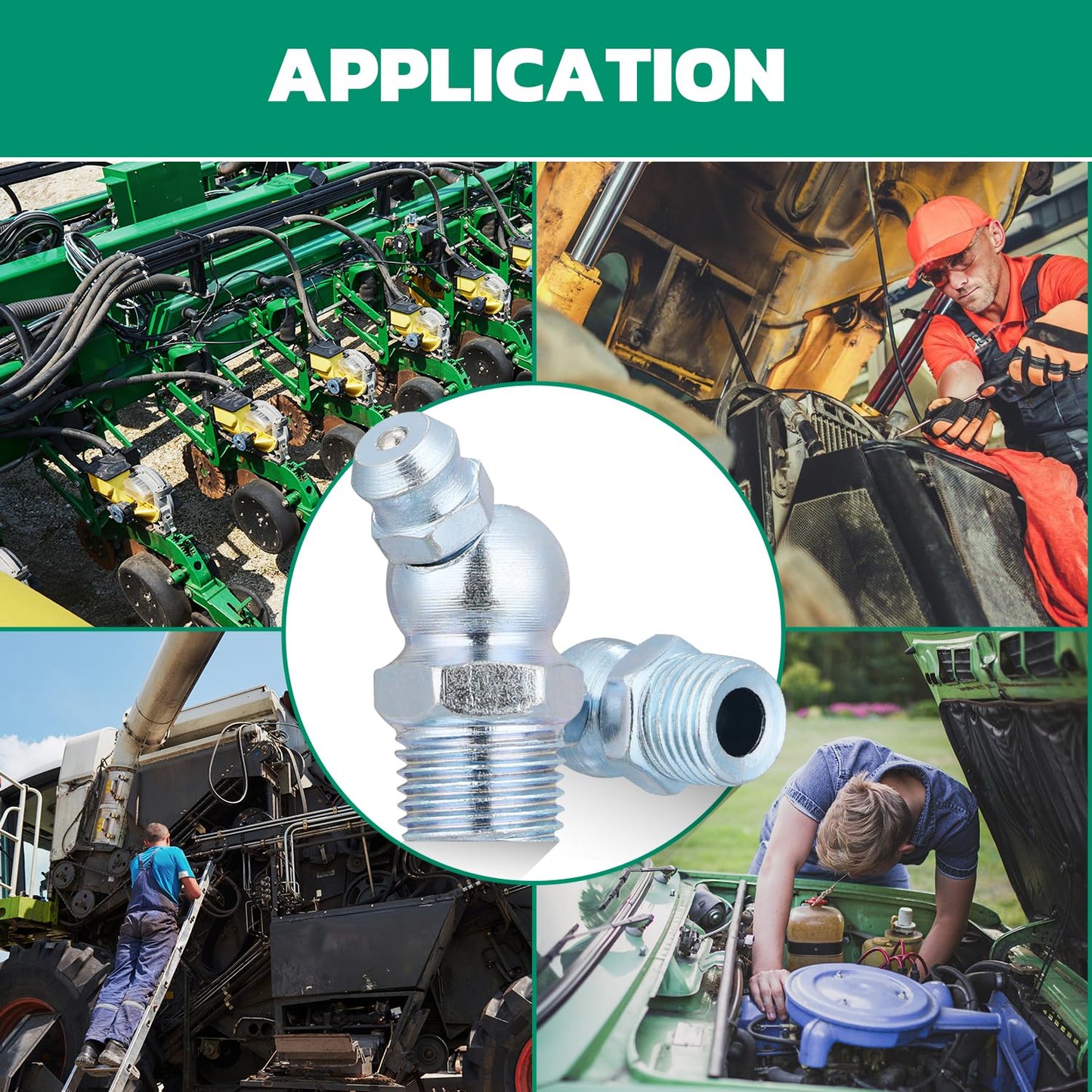 OURU 150PCS Grease Fittings Assortment, SAE & Metric Zerk Grease Fittings Straight 45 90 Degree with Grease Fitting Caps & Wrench Kit(7-11mm) for Grease Gun