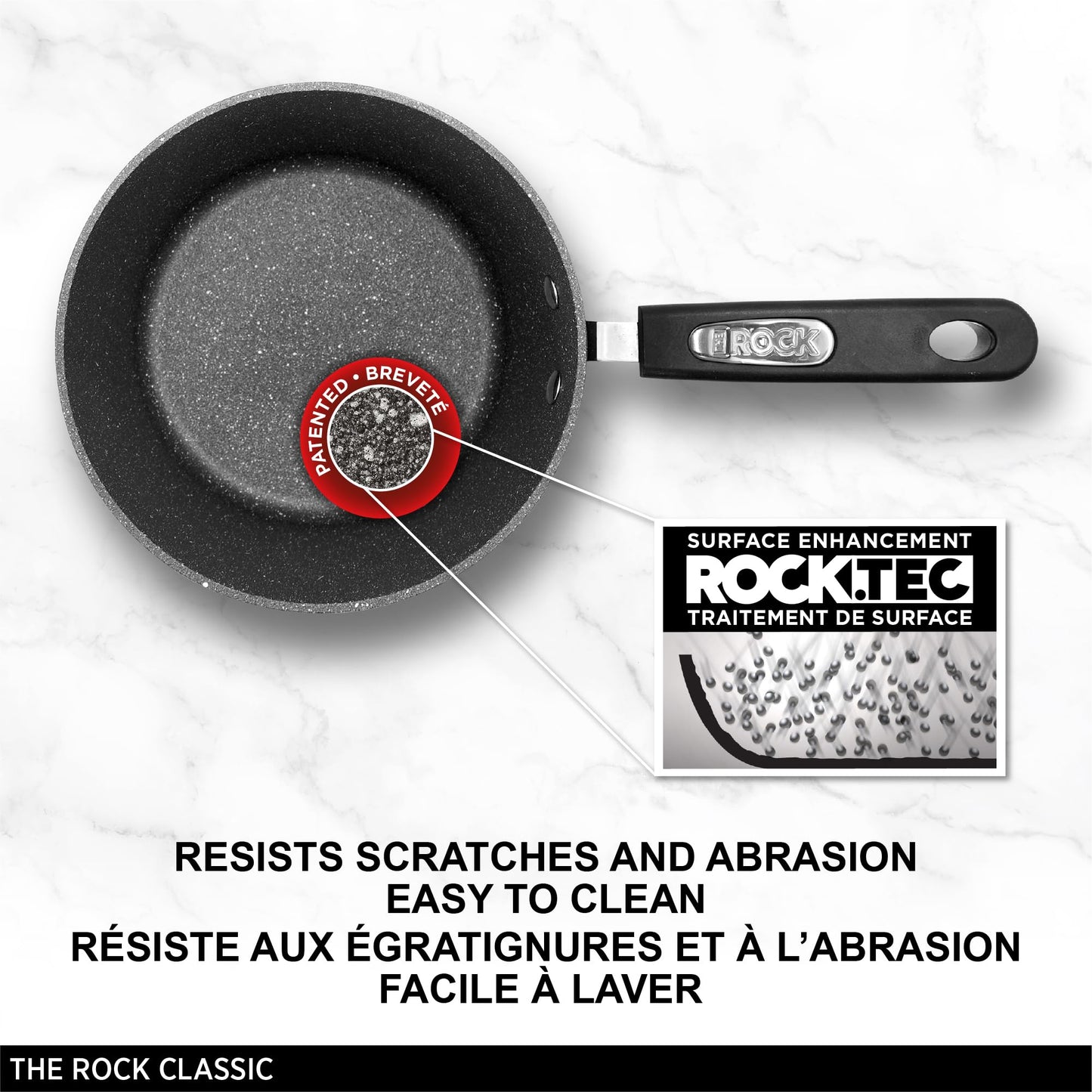 Starfrit The Rock 2.8L (3Qt) Non-Stick Saucepan - Durable Forged Aluminum - Oven Safe - PFOA Free - Easy to Clean - Black