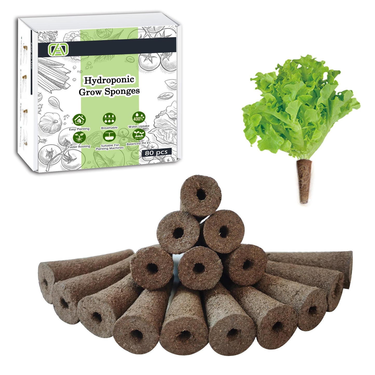 ALIINKD 80pcs Hydroponics Grow Sponges Replacement Seed Pods Compatible with AeroGarden, iDOO Refill Pods for Indoor Plants, Seed Starter pods, and Hydroponics Growing System Supplies
