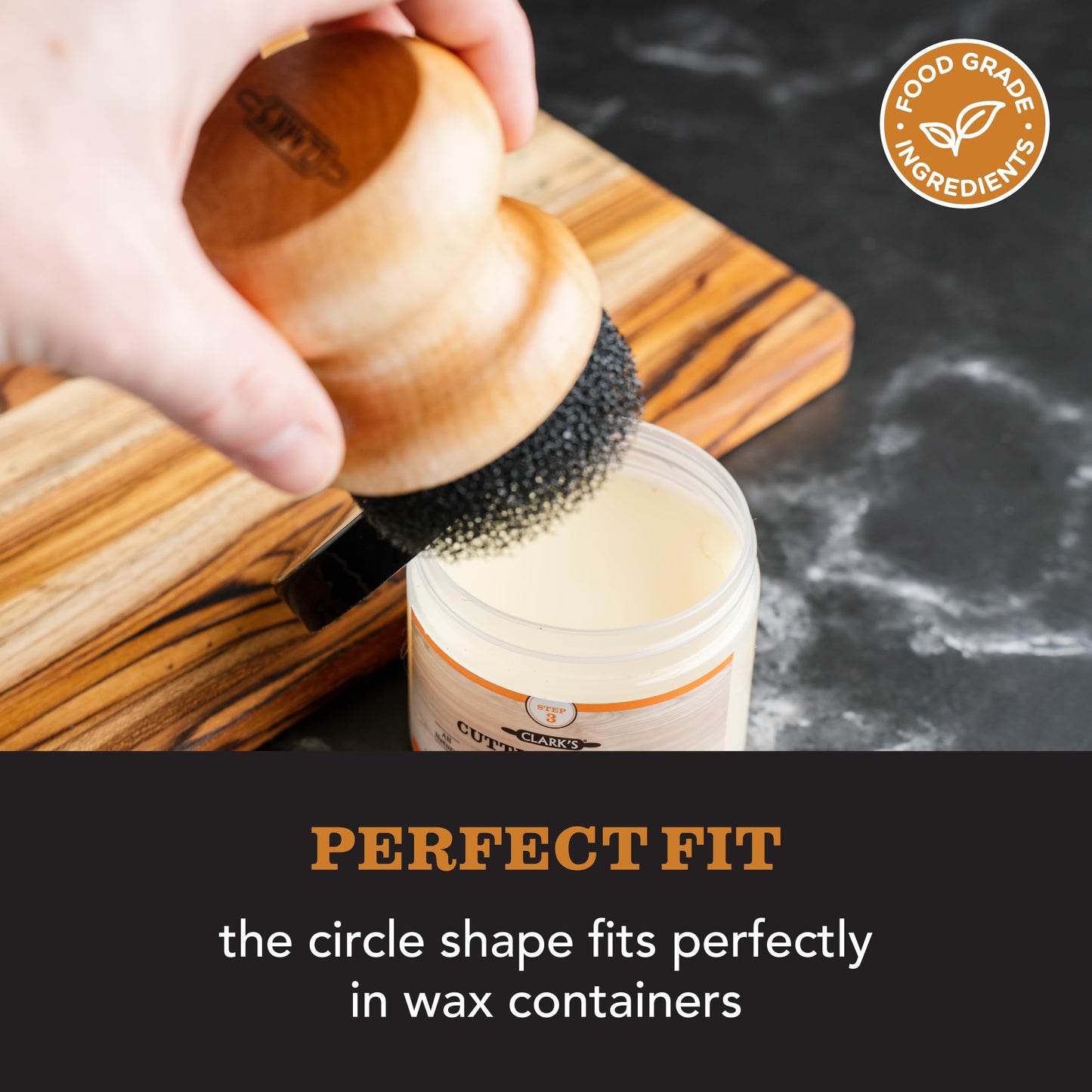 CLARK'S Round Applicator for Oil and Wax - Enhanced V2 Design - Ideal for Cutting Boards - Butcher Blocks - Wood Utensils - Cutting Board Oil Applicator - Cutting Board Sponge