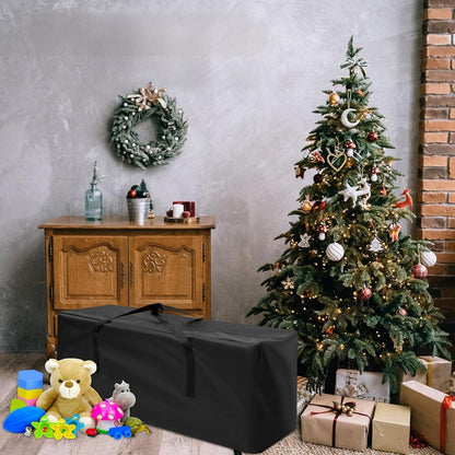 Black Waterproof and Dustproof Oxford Cloth Storage Bag (68x20x30 Inches), Outdoor Patio Cushion Storage Bag, Dustproof and UV-Resistant, Suitable for Christmas Trees and Home Use