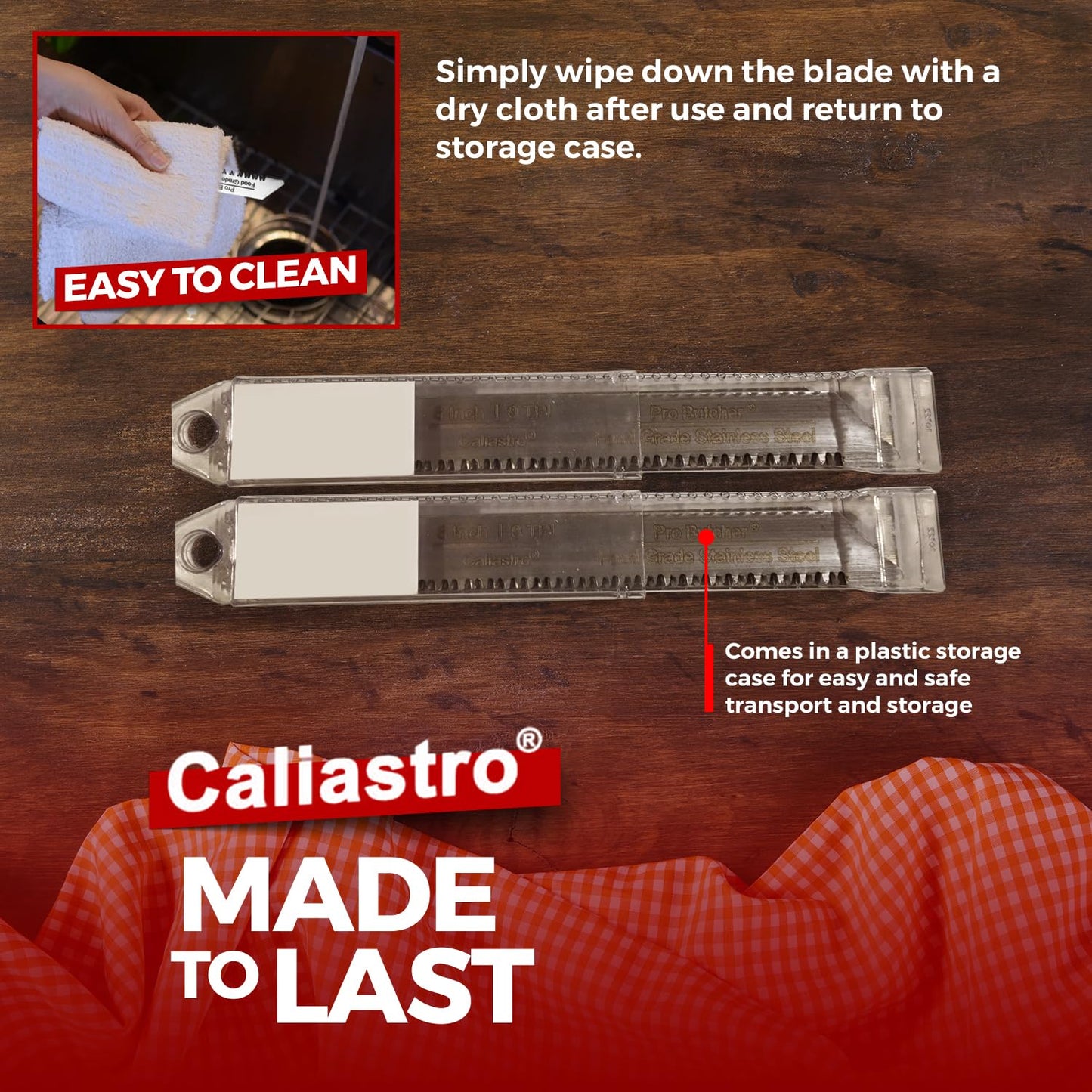 Caliastro 6-Inch Stainless Steel Frozen Meat Bone Cutting Saw Blades for Reciprocating and Sawzall Saws 5-Pack, Black