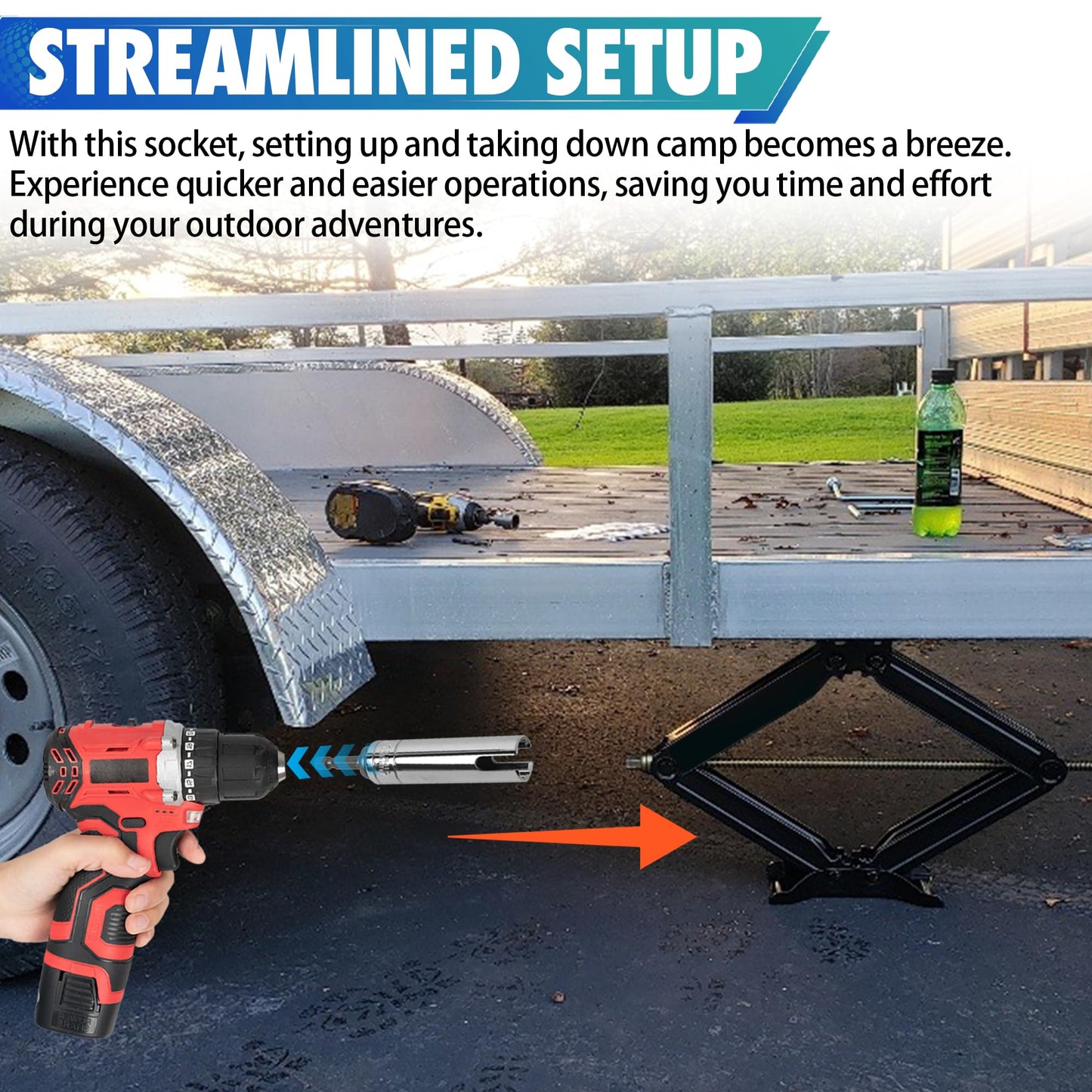 Aussio Trailer Crank Handle for Coleman Fleetwood Pop Up Camper - 3/8 Socket Replacement Popup Trailer Accessories and Parts