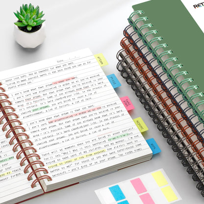 RETTACY Spiral College Ruled Notebook, 300 Pages, A4 Large Size (21 x 28 cm), for School, Work, Journaling, 100 GSM Thick Paper, Flexible Plastic Cover (Dark Green)
