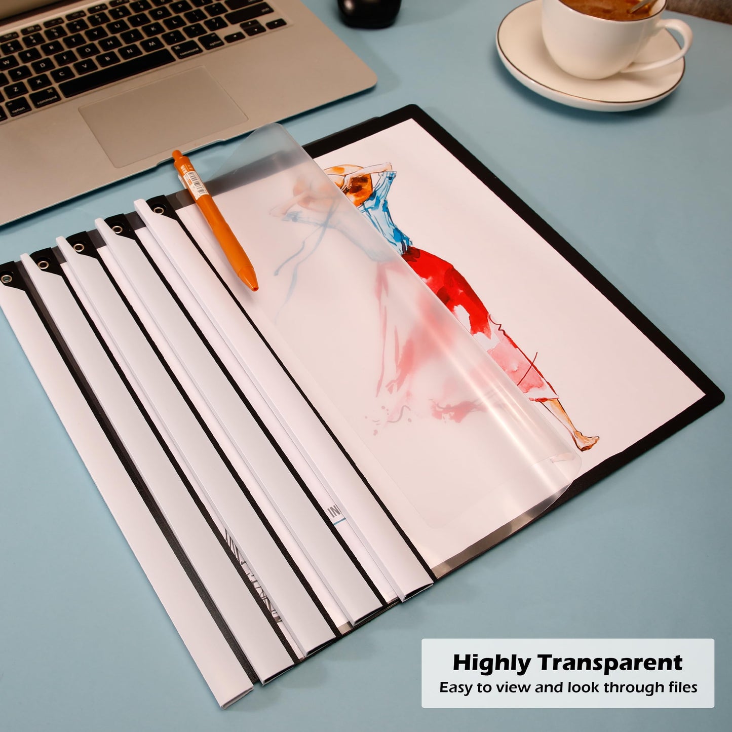 Dlicoda Report Covers with Swing Clip, 10 Pack Clear Front Presentation folders for A4/Letter Size, 8.9'' x 11.9'', 40 Sheet Capacity, No Punch Needed (Black)