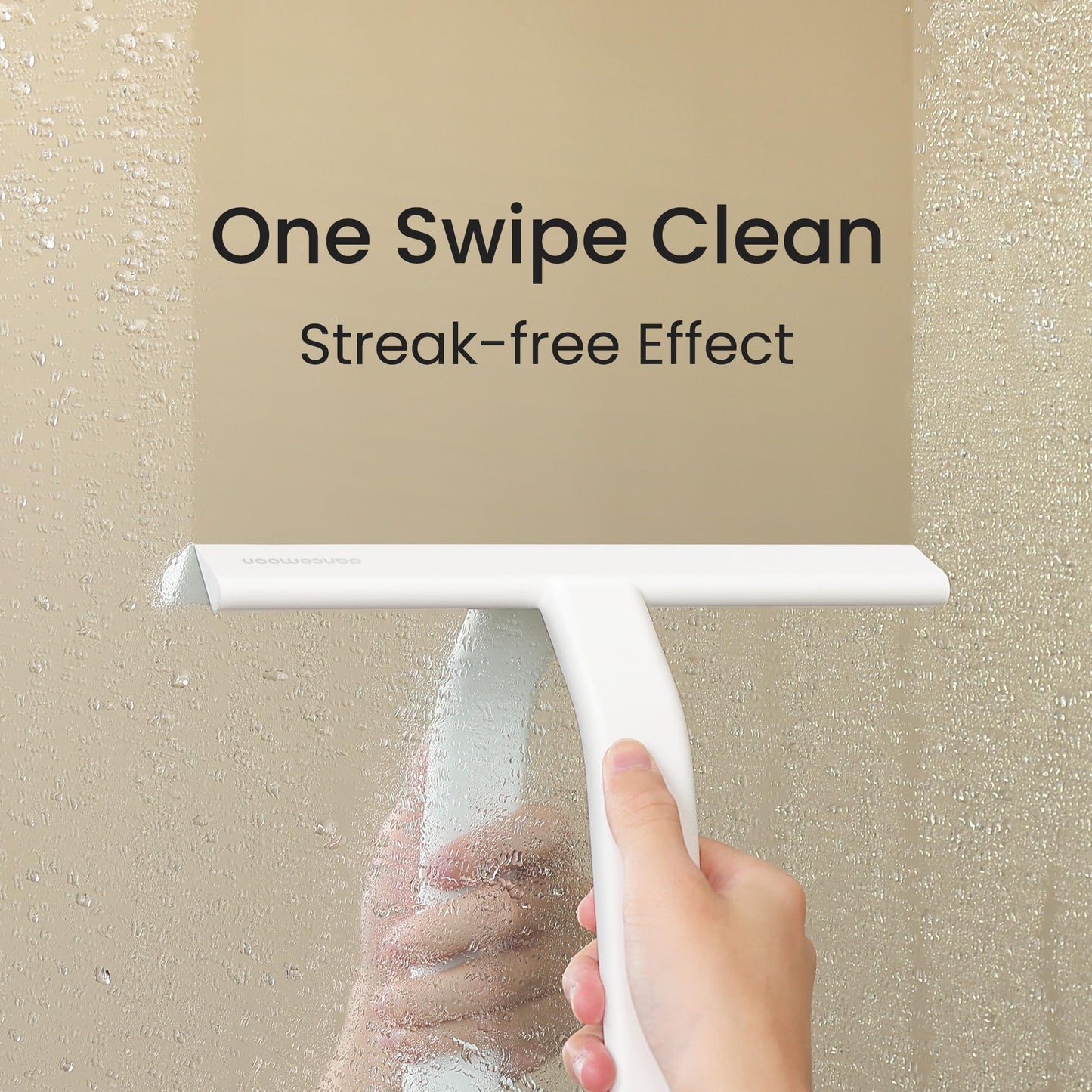 dancemoon JustHang Shower Squeegee for Glass Doors, All-One-Piece Silicone with Built-in Hook Design for Easy Hanging, Household Window Mirror Squeegee for Bathroom, Glass, Tile Wall,Car 10-Inch White