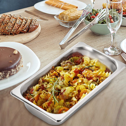 TOPZEA Set of 4 Stainless Steel Steam Table Pan 1/3 Size, 2.5" Deep Anti-Jam Breading Tray, Buffet Dinner Food Serving Hotel Pan for Food Warmer, Preparing Bread-Crumb Dish, Marinating Meat