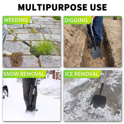 BARAYSTUS Flat Shovel with Adjustable Handle, 59 in Floor Scraper, Ice Scraper, Garden Cleaning Tool, Ice Chopper, Snow Shovel, Multifunctional Weed Remover for Walkway Driveway