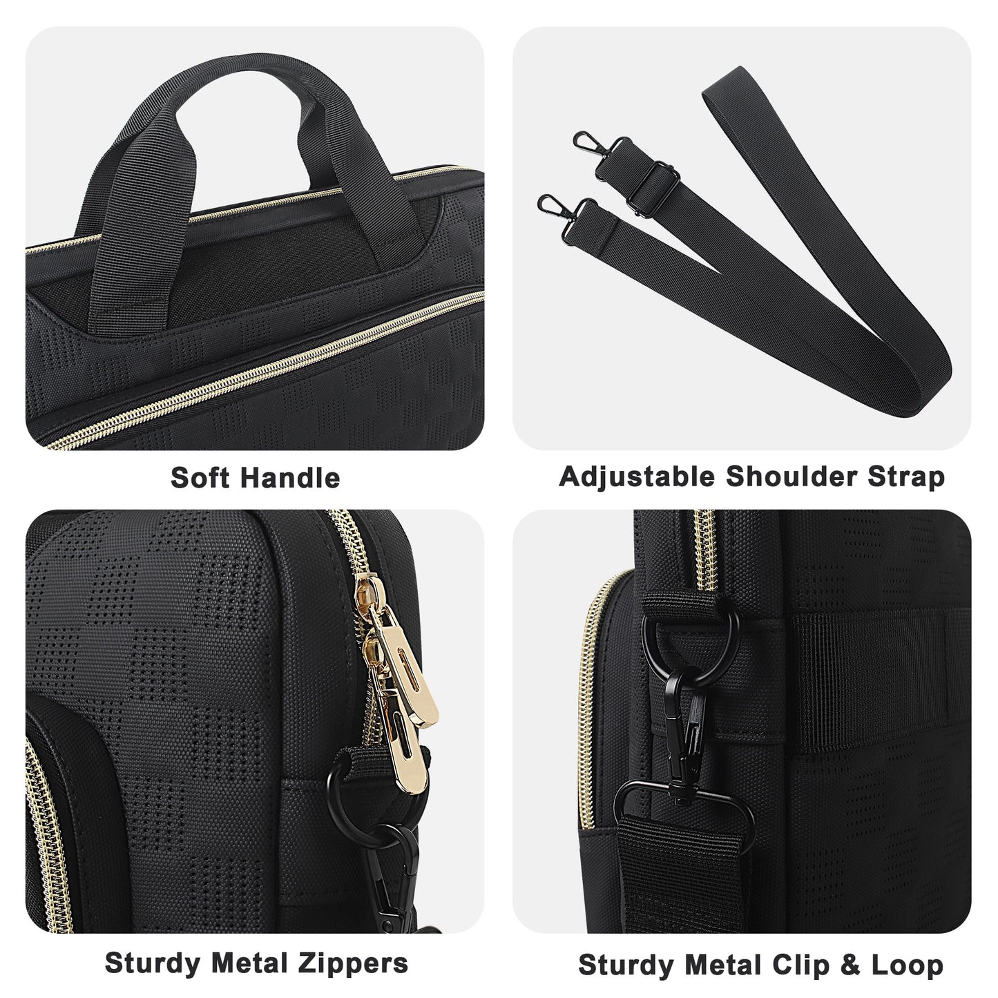 DOMISO 17 inch Laptop Bag 17.3 inch Laptop Sleeve Waterproof Laptop Shoulder Bag 17 inch Laptop Case for Men Women Business Office Work Computer Bag 17 Inch Adjustable Messenger Bag, Black