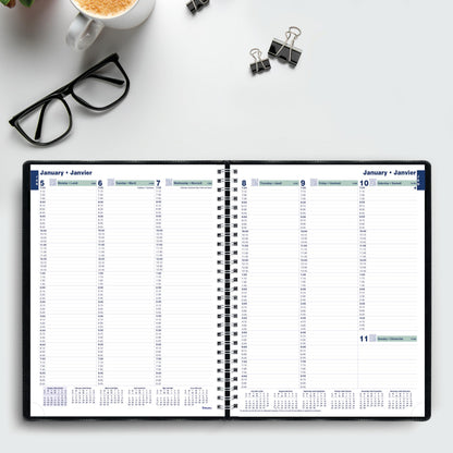 Blueline® 2026 Essential Weekly Planner, Appointment Book, 12 Months, January to December, Twin-Wire Binding, 11" x 9.0625", Black, Bilingual (C5950.81BT-26)