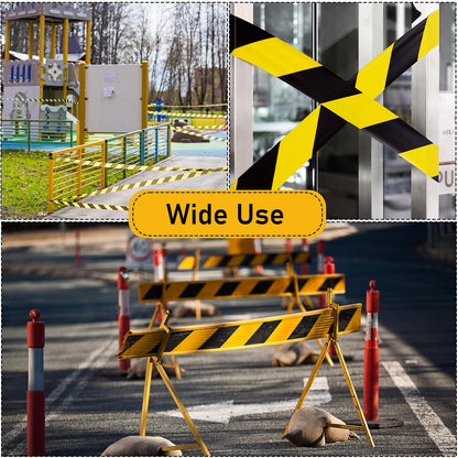 6 Pcs Black & Yellow Floor Hazard Marking Tape, 2 Inch x 108 Feet Caution Tapes Safety Warning Tape for Caution Self Adhesive Hazard Stripe Tapes for Stair, Outdoor Construction