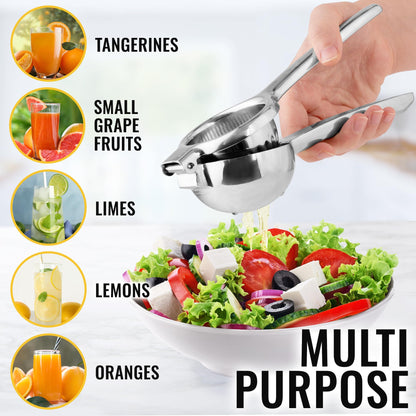 Zulay Kitchen Stainless Steel Lime & Lemon Squeezer Handheld - Steel Citrus Juicer Handheld - (Stainless Steel)