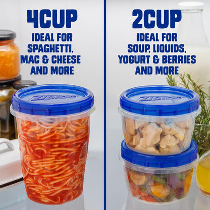 Ziploc Twist N Loc Reusable Containers, Leak-Proof Lid, Keeps Food Fresh, BPA Free, Microwave, Freezer and Dishwasher Safe Food Storage for Lunch and Leftovers, 6 Containers, 4 Cup Capacity