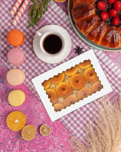 qiqee White 14x10x2.5 Inch Cookie Box with Window 12Pcs Bakery Pastry Macaron Bakery Box For Packaging (Auto-pop Up)