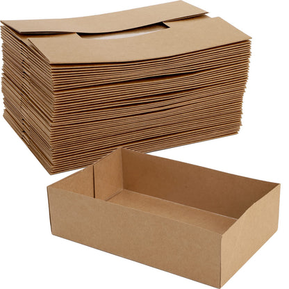 DEAYOU 50 Pack Food Paper Trays, 1/2 LB Kraft Food Containers, Paperboard Food Box Tray for Party, Brown Fast Food Holders for Stadium, Theater, Nacho