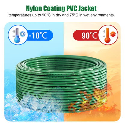 12 Gauge THHN Wire 30 FT Rated 600V OFC Cable, 12 AWG Solid Copper Wire with Nylon Jacket for Building Residential, CNC, Ground, Industrial (12 Gauge, Green)