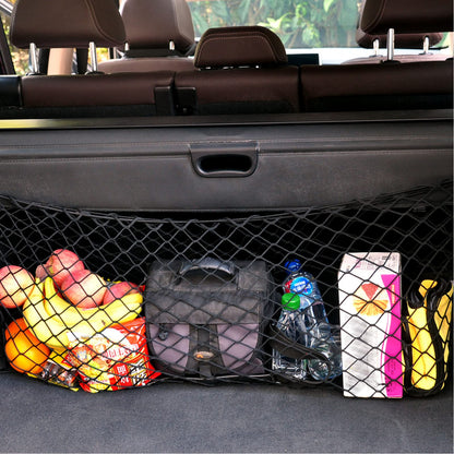 TOBWOLF 2PCS Truck Bed Cargo Net, Trunk Mesh Cargo Organizer Storage Net, Stretchable Mesh Organizer with Hook & Screw, 51.1'' X 14.9'' & 47.2'' X 11.8'' Heavy Duty Cargo Net with 4 Pockets for Trunk