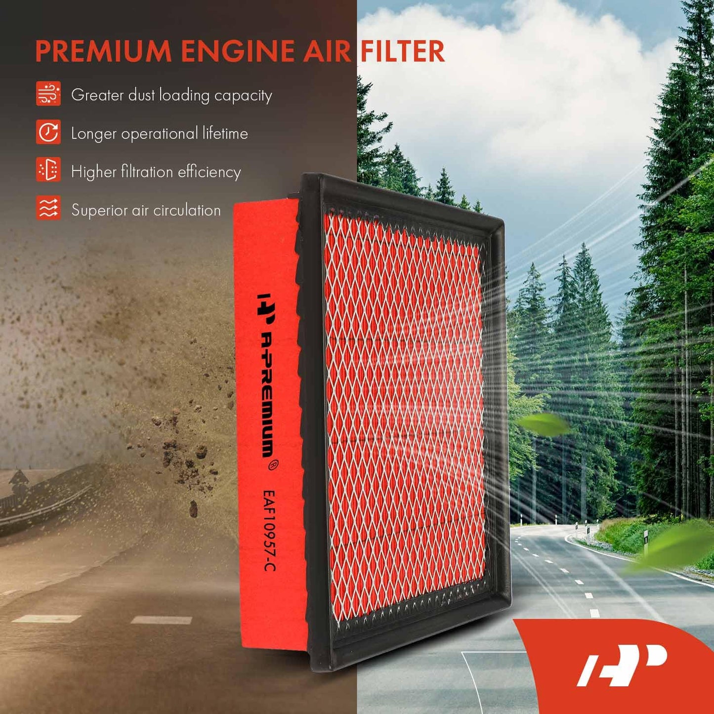A-Premium High-performance, Pre-oiled Engine Air Filter Compatible with Jeep, Toyota, Lexus & Dodge - 2011-2021 Grand Cherokee, 2012-2017 Camry, Tacoma, Highlander, Sienna, RX350, Durango, ES350
