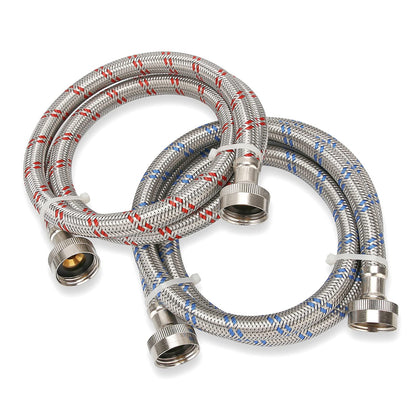 Watflow Stainless Steel Washing Machine Hoses, Burst Proof Hot and Cold Water Connection Inlet Supply Lines for Washer, 4Ft
