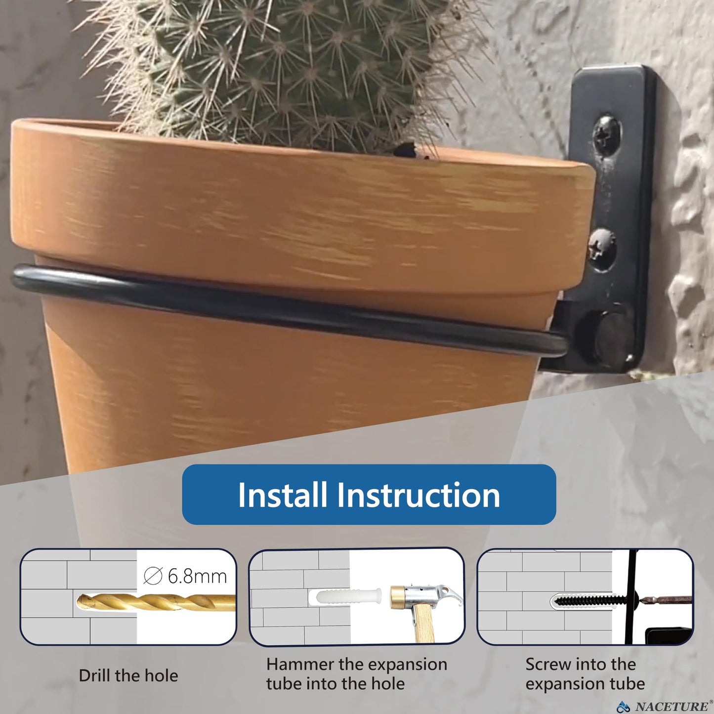6 Inch Foldable Flower Pot Holder Ring for Wall Mount 3 Pack – Heavy Duty Metal Round Planter Hooks Hangers - Fence Pot Plant Holders Hanging Bracket for Outdoor Indoor