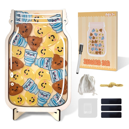 Yoink Reward Jar for Kids, Potty Training Reward Jar with 27 Fun Tokens, Potty Rewards for Toddlers Boys and Girls, Home and Classroom Good Behavior Management Tool