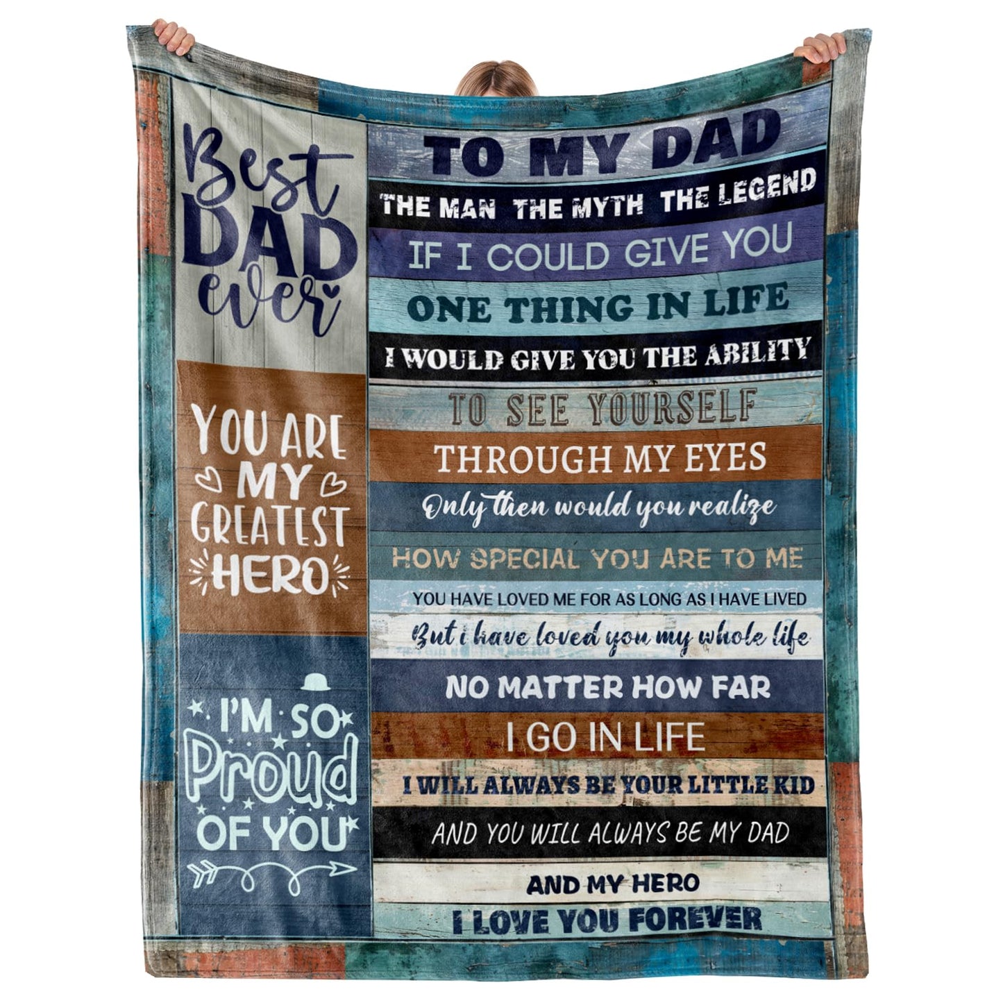 Birthday Gifts for Dad from Daughter Son Kids, Best Dad Ever Gifts for Christmas Birthday, Gifts for Dads Who Have Everything, Soft Father Throw Blanket for Couch 60"x 50"