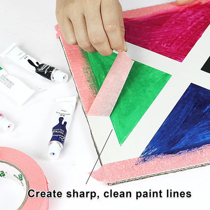 BOMEI PACK Pink Painters Tape 24mm x 55yds, 6Rolls Masking Tape for General Painting