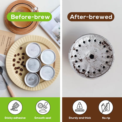 RECAPS Aluminum Foil Lids to Reuse Coffee Pods Reusable Coffee Filter Refillable Filter Compatible with Nespresso VertuoLine Vertuo 200 Pcs 62mm(Coffee Pods Excluded)