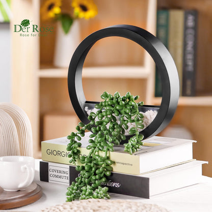 Der Rose 2Pcs Fake Hanging Plants Artificial Succulents Faux Hanging Plants in Black Pots for Bathroom Home Boho Kitchen Office Wall Decor Living Room Indoor